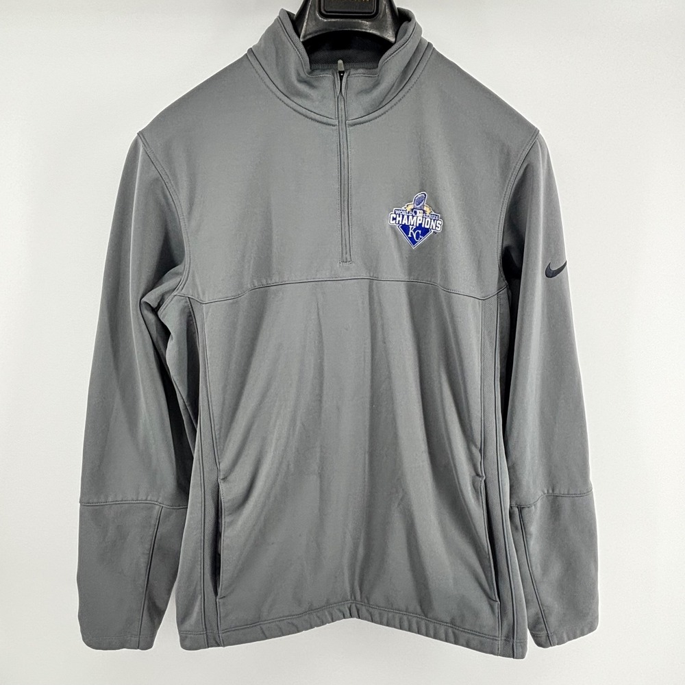 Nike Golf Mens Gray 2015 World Series Champions KC Royals Therma-FIT 1/4 Zip S